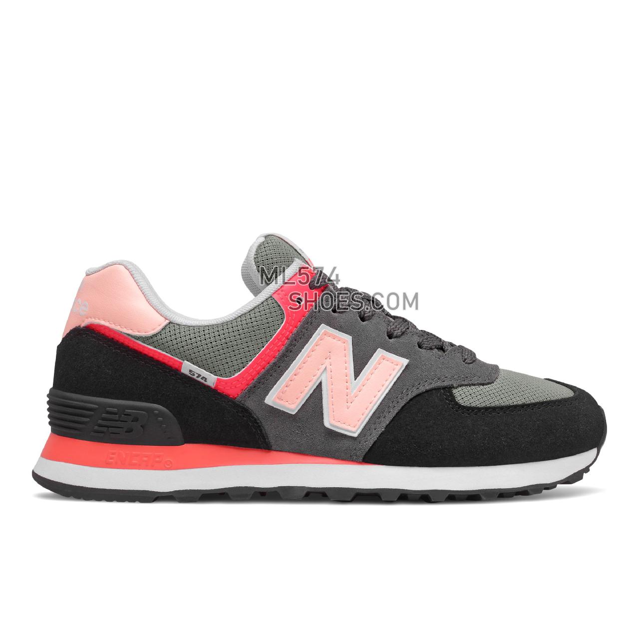 New Balance 574 - Women's Classic Sneakers - Black with Cloud Pink - WL574ST2