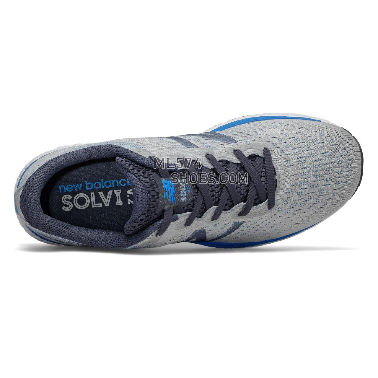 New Balance Solvi v2 - Men's Classic Sneakers - Light Aluminum with Thunder and Vision Blue - MSOLVCL2