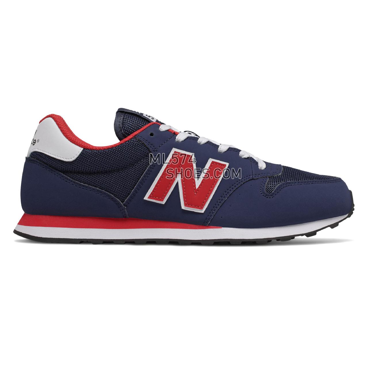 New Balance 500 Classic - Men's Classic Sneakers - Team Navy with Team Red - GM500TRT