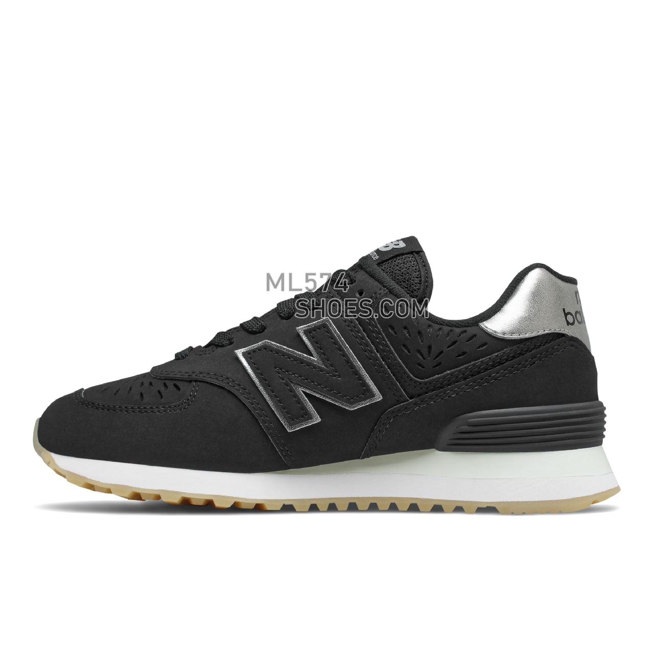 New Balance 574 - Women's Classic Sneakers - Black with Dark Silver - WL574SCP