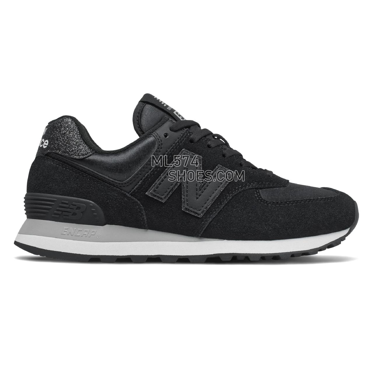 New Balance 574 - Women's Classic Sneakers - Black with Rain Cloud - WL574FH2